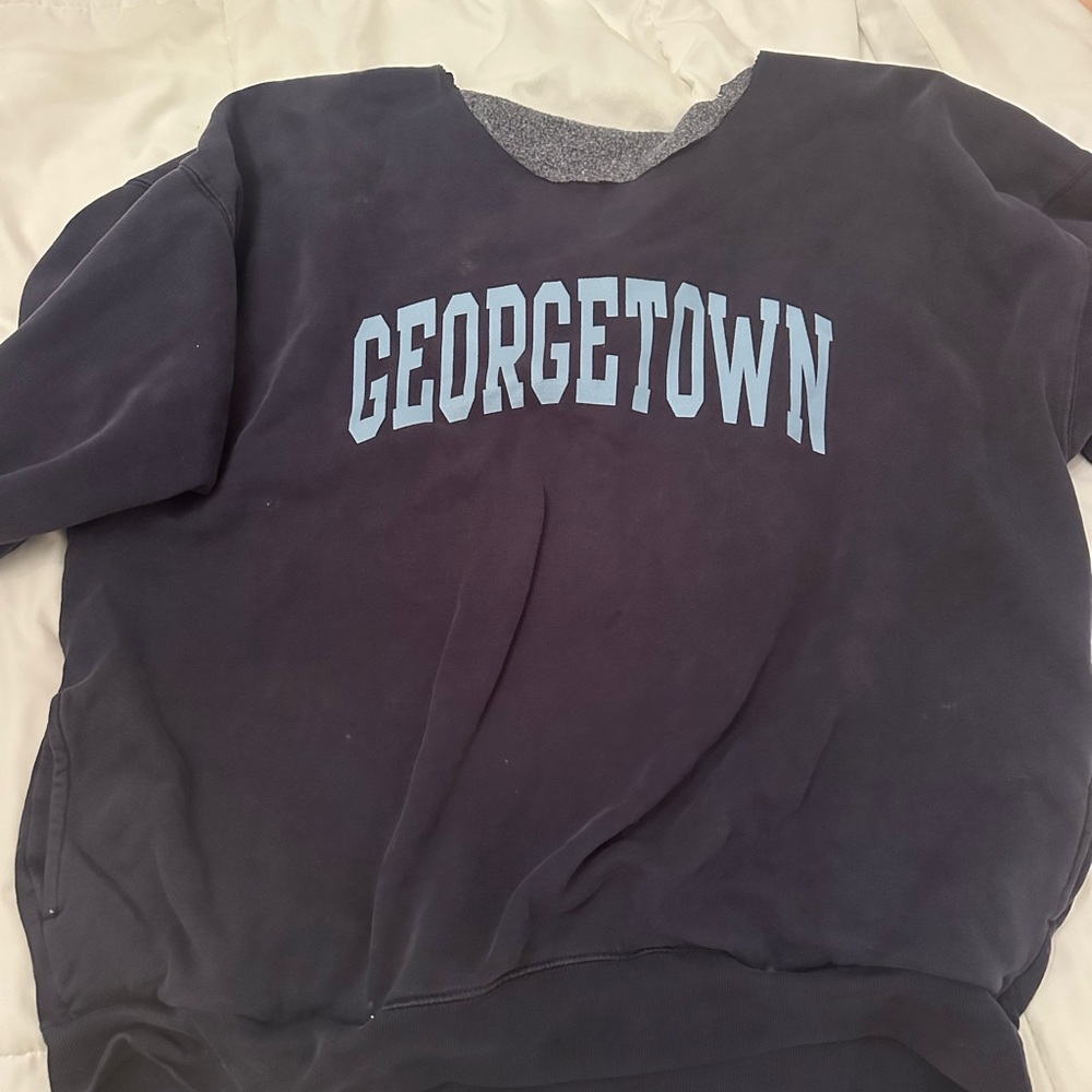Brandy Melville Navy Blue Georgetown Crew Neck Sweater
